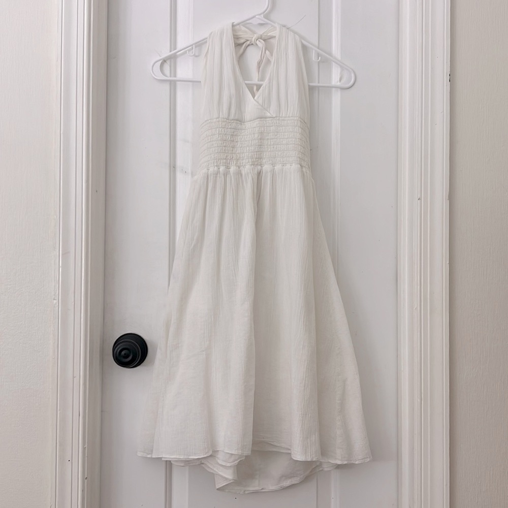 Anthropologie Maeve white halter neck dress, size XS